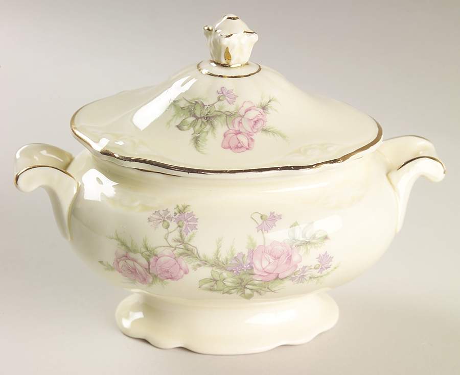 Heather Rose (Virginia Rose) Sugar Bowl & Lid by Homer Laughlin -1
