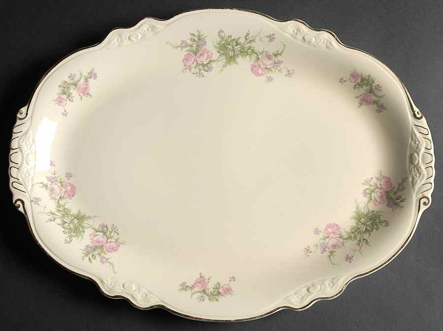 Heather Rose (Virginia Rose) 15" Oval Serving Platter by Homer Laughlin -1