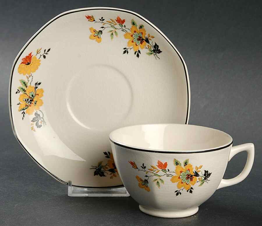 W127-30 Footed Cup & Saucer Set by Homer Laughlin -1