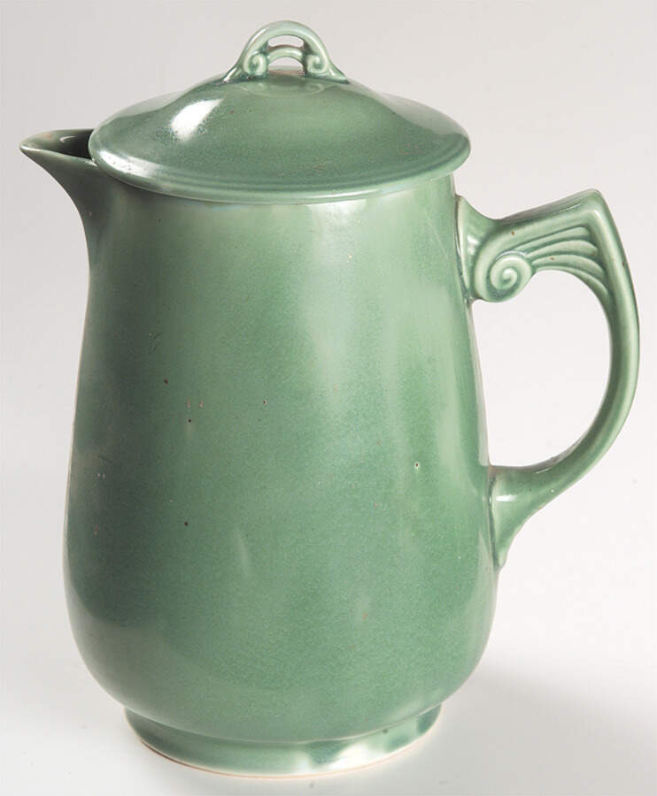 Wells Art Glaze Green Coffee Pot & Lid by Homer Laughlin -1