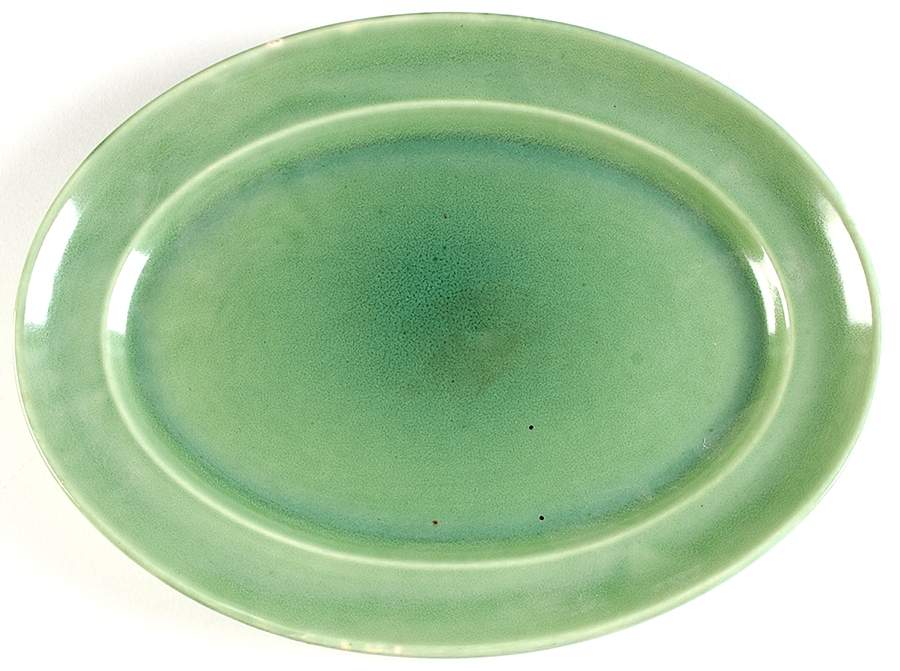 Wells Art Glaze Green 13" Oval Serving Platter by Homer Laughlin -1
