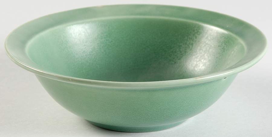 Wells Art Glaze Green Rim Cereal Bowl by Homer Laughlin -1