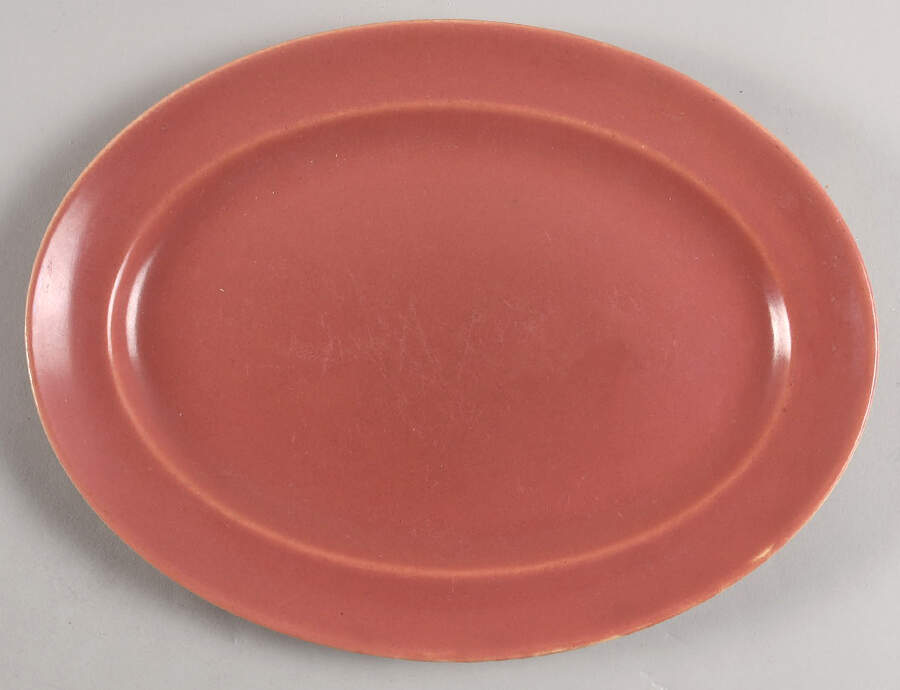 Wells Art Glaze Peach 11" Oval Serving Platter by Homer Laughlin -1