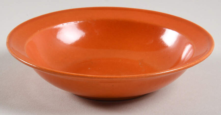 Wells Art Glaze Red Rim Fruit/Dessert (Sauce) Bowl by Homer Laughlin -1