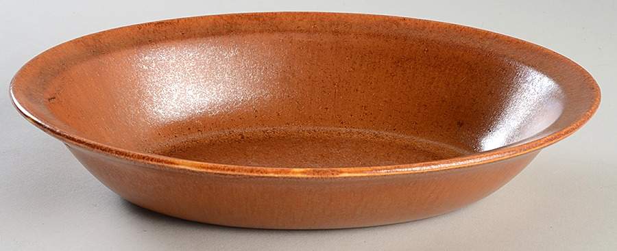 Wells Art Glaze Rust 10" Oval Vegetable Bowl by Homer Laughlin -1