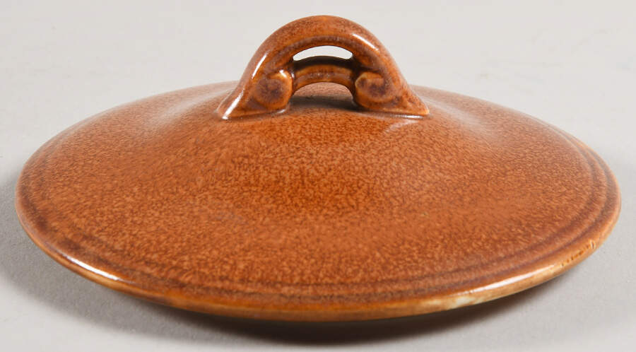 Wells Art Glaze Rust Lid for Sugar Bowl by Homer Laughlin -1