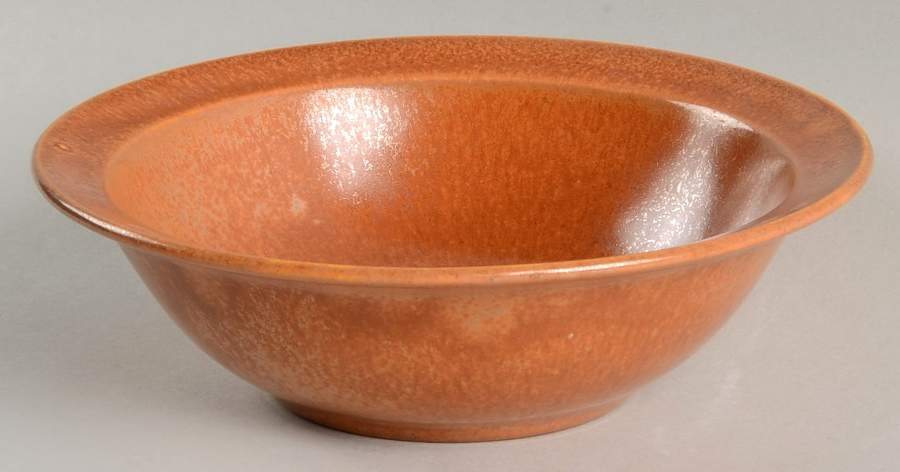 Wells Art Glaze Rust Rim Fruit/Dessert (Sauce) Bowl by Homer Laughlin -1