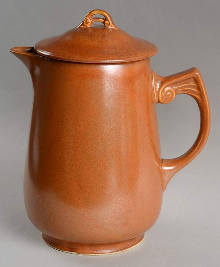 Wells Art Glaze Rust Coffee Pot & Lid by Homer Laughlin -1