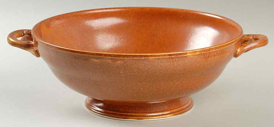 Wells Art Glaze Rust Round Vegetable No Lid by Homer Laughlin -1