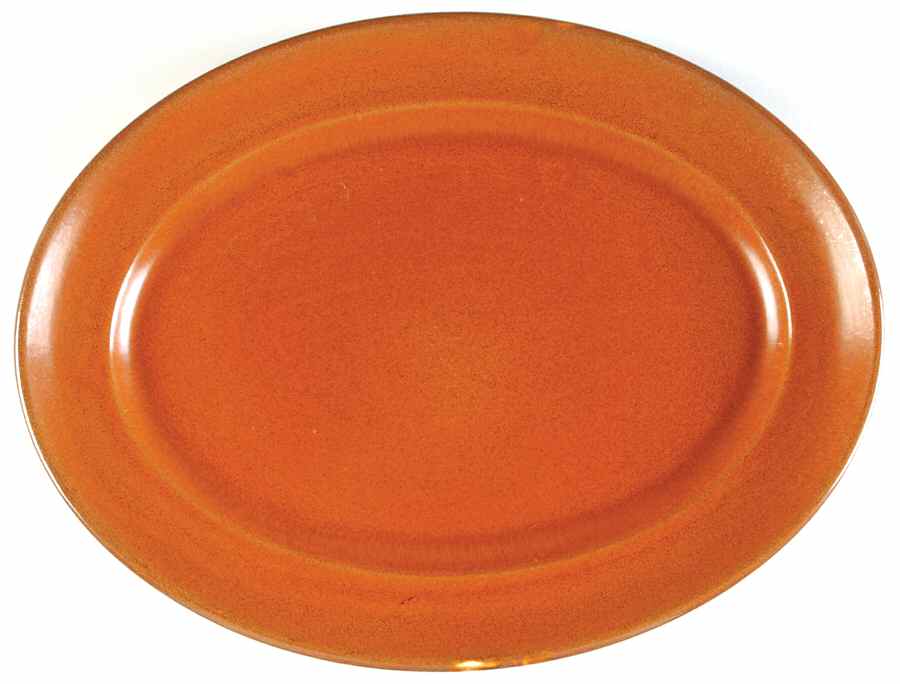 Wells Art Glaze Rust 13" Oval Serving Platter by Homer Laughlin -1