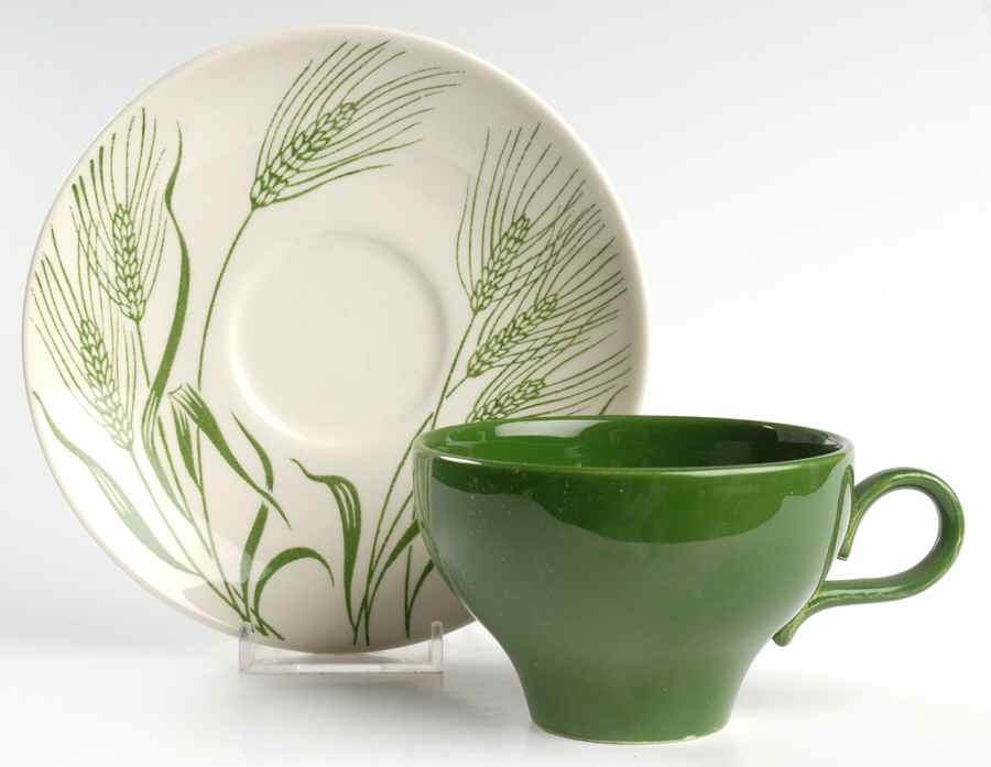 Wheat (Americana) Flat Cup & Saucer Set by Homer Laughlin -1