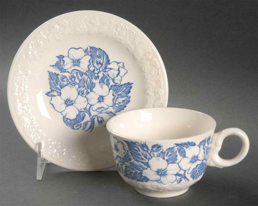 Wild Rose Flat Cup & Saucer Set by Homer Laughlin -1