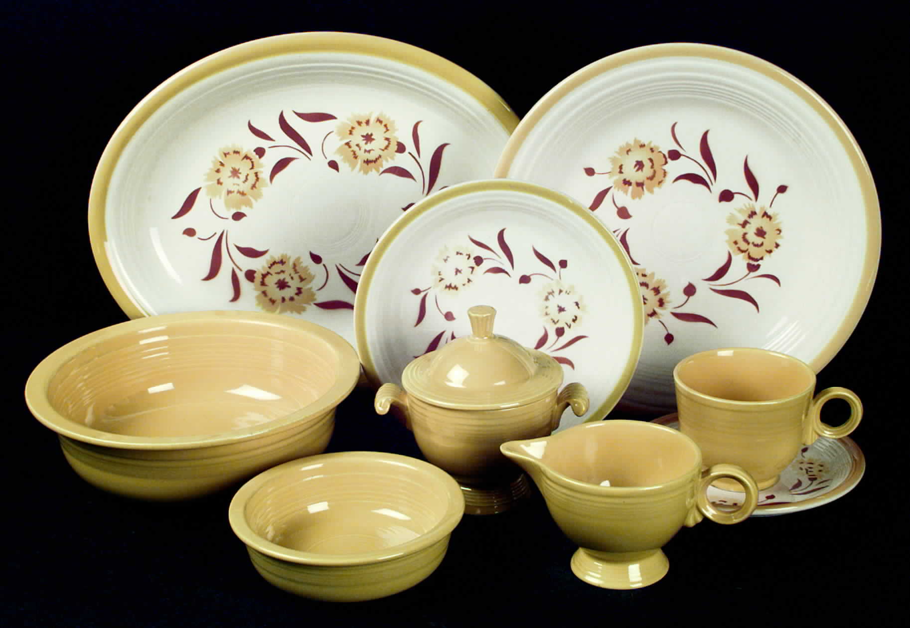 Yellow Carnation Flat Cup & Saucer Set by Homer Laughlin -1