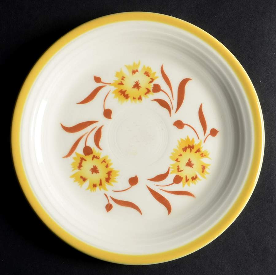 Yellow Carnation Salad Plate by Homer Laughlin -1
