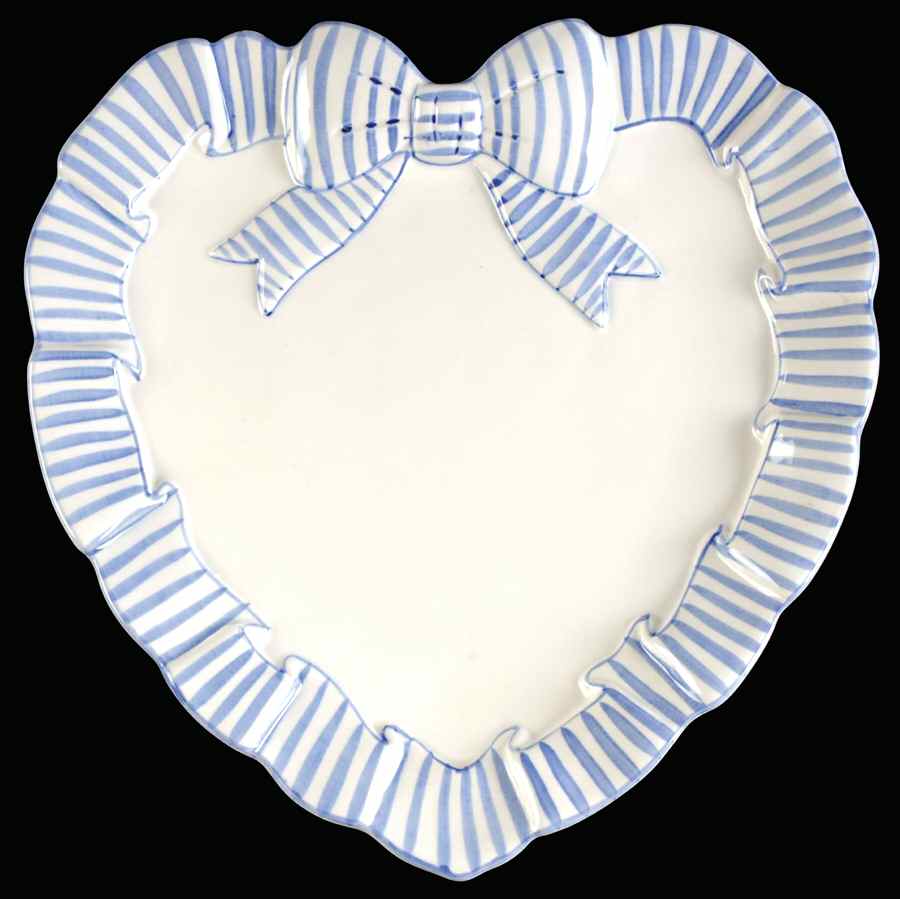 Blue Stripe Heart Shaped Tray by Haldon-1