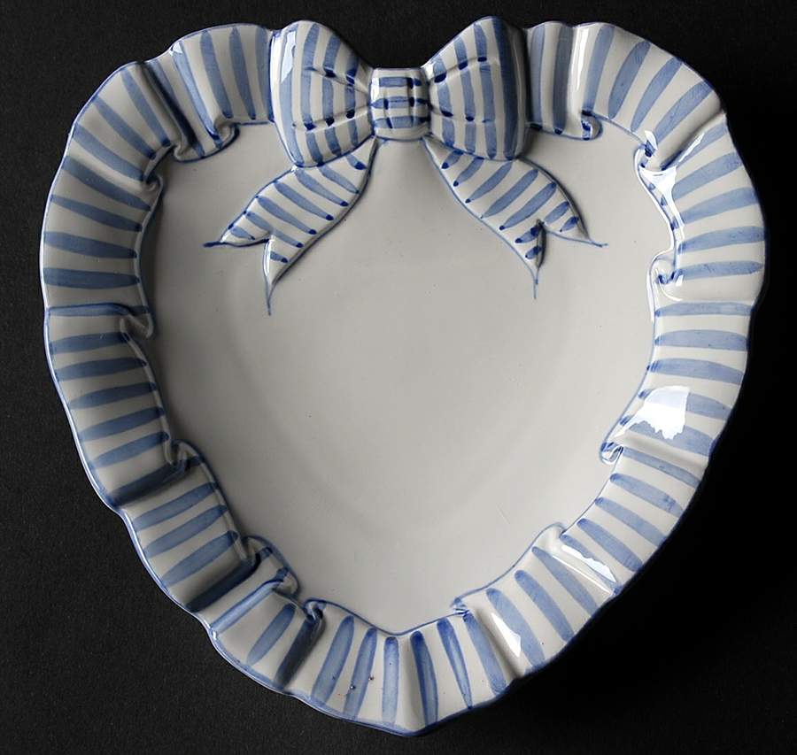 Blue Stripe Heart Shaped Plate by Haldon-1