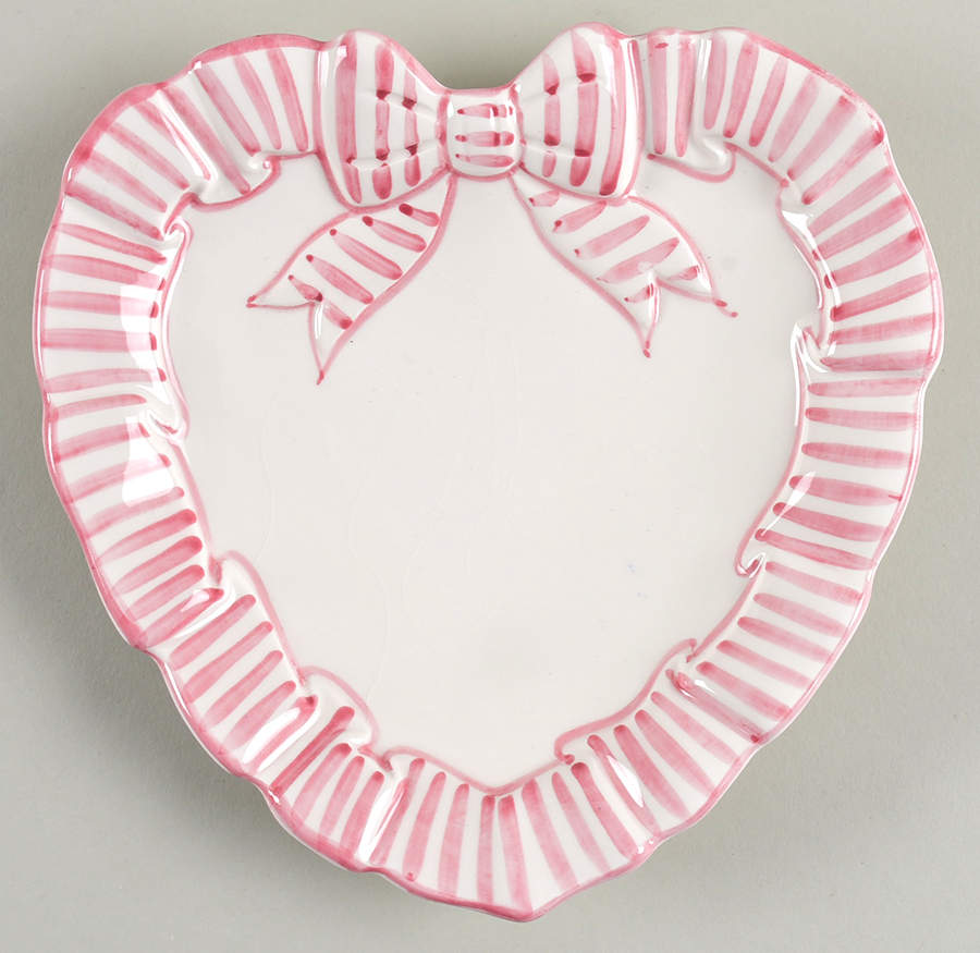 Pink Stripe Heart Shaped Plate by Haldon-1