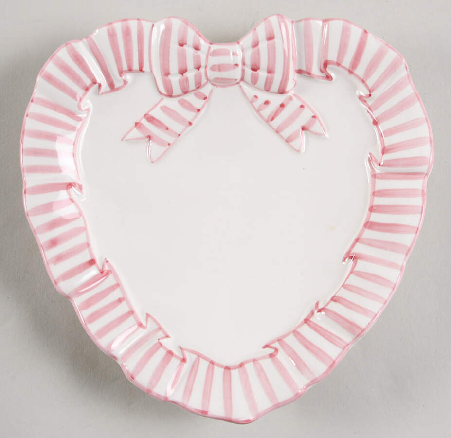Pink Stripe Heart Shaped Dish by Haldon-1