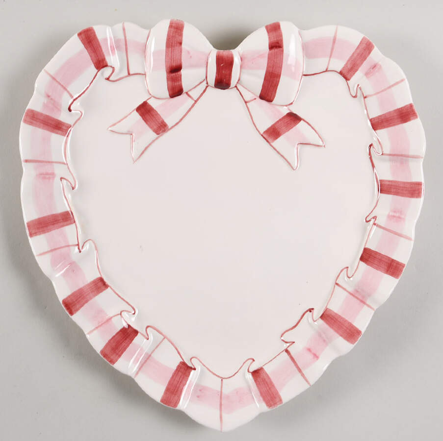 Red Plaid Border 12" Heart Plate by Haldon-1