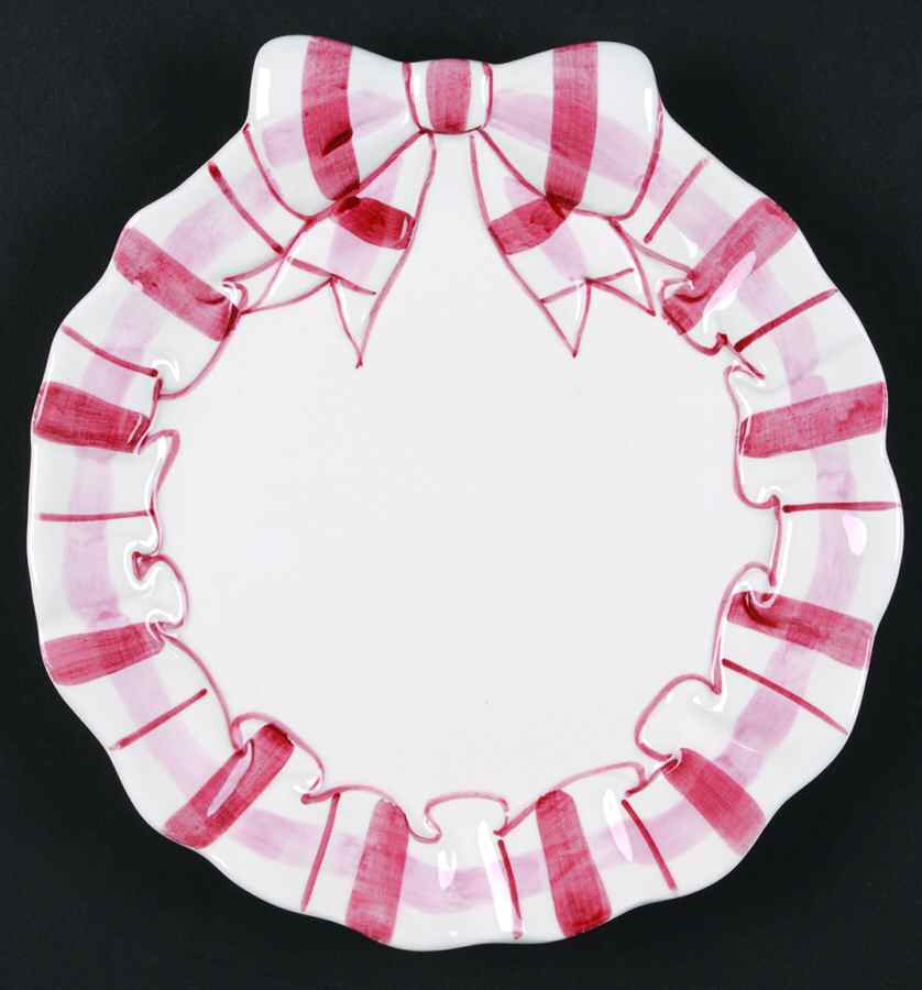 Red Plaid Border Salad Plate by Haldon-1