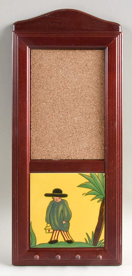 Soleil Yellow and Blue 15" Rosewood Memo Board/Key Rack  HC by Haldon-1