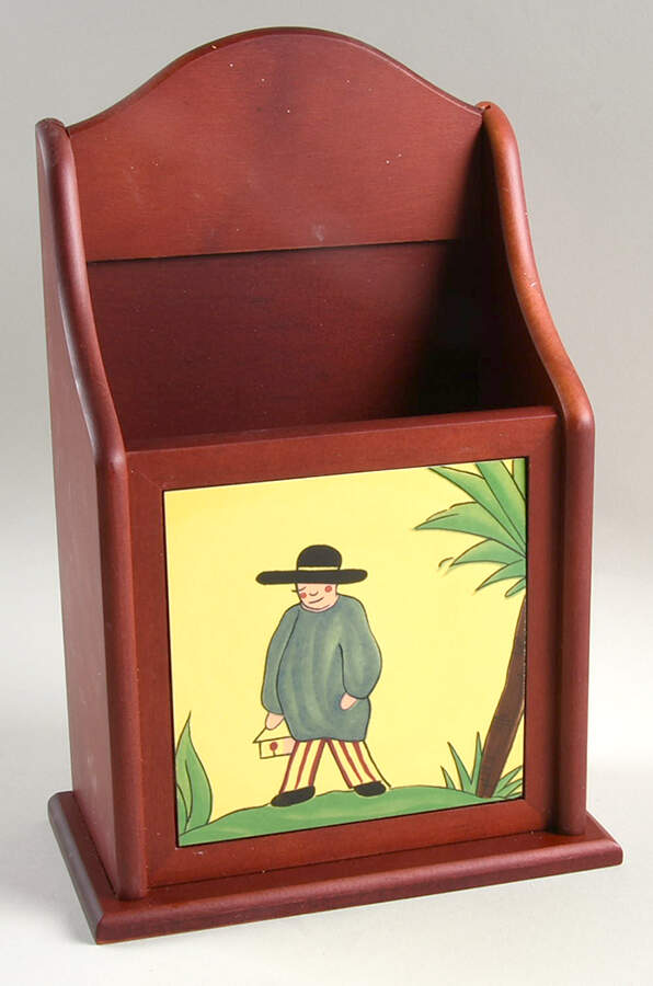 Soleil Yellow and Blue 10" Rosewood Letter Holder  HC by Haldon-1