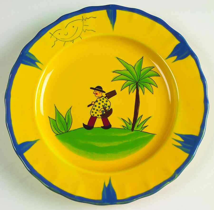 Soleil Yellow and Blue Salad Plate by Haldon-1