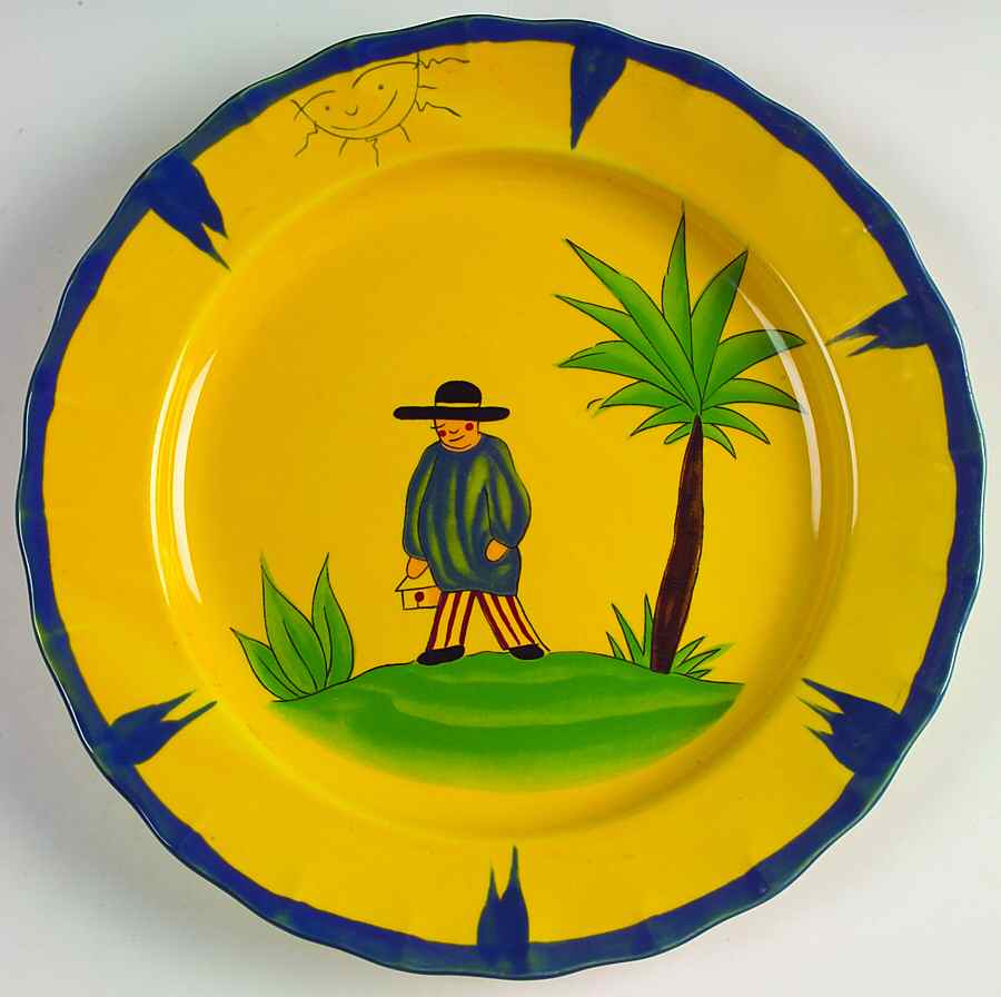 Soleil Yellow and Blue Dinner Plate by Haldon-1