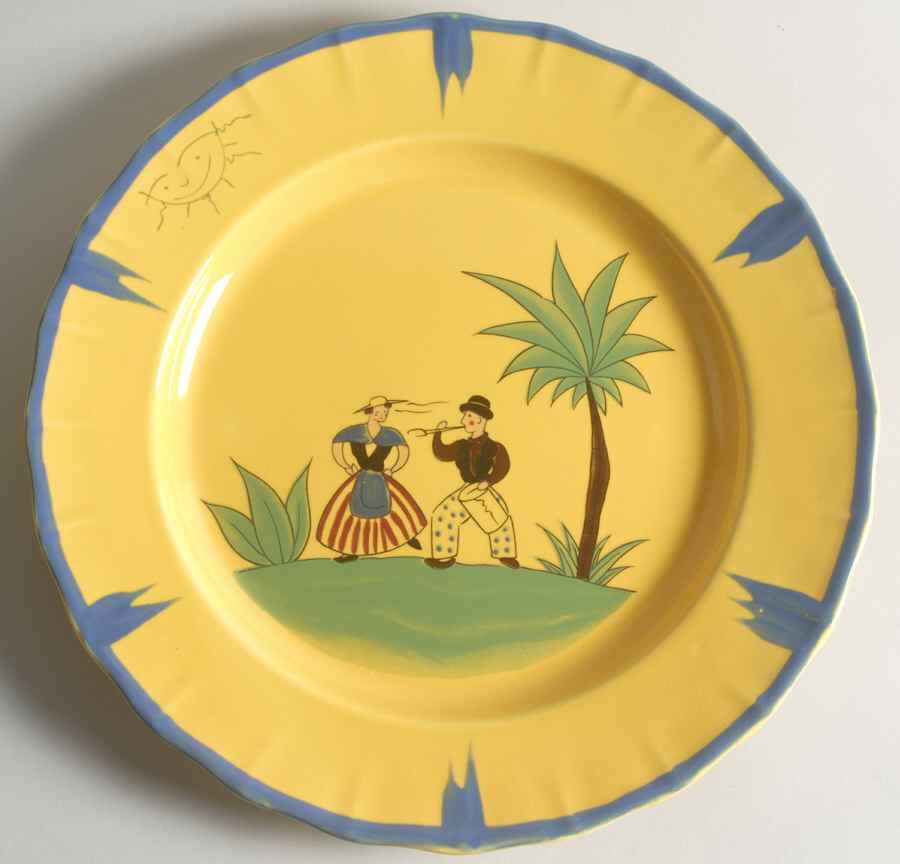 Soleil Yellow and Blue 12" Chop Plate (Round Platter) by Haldon-1
