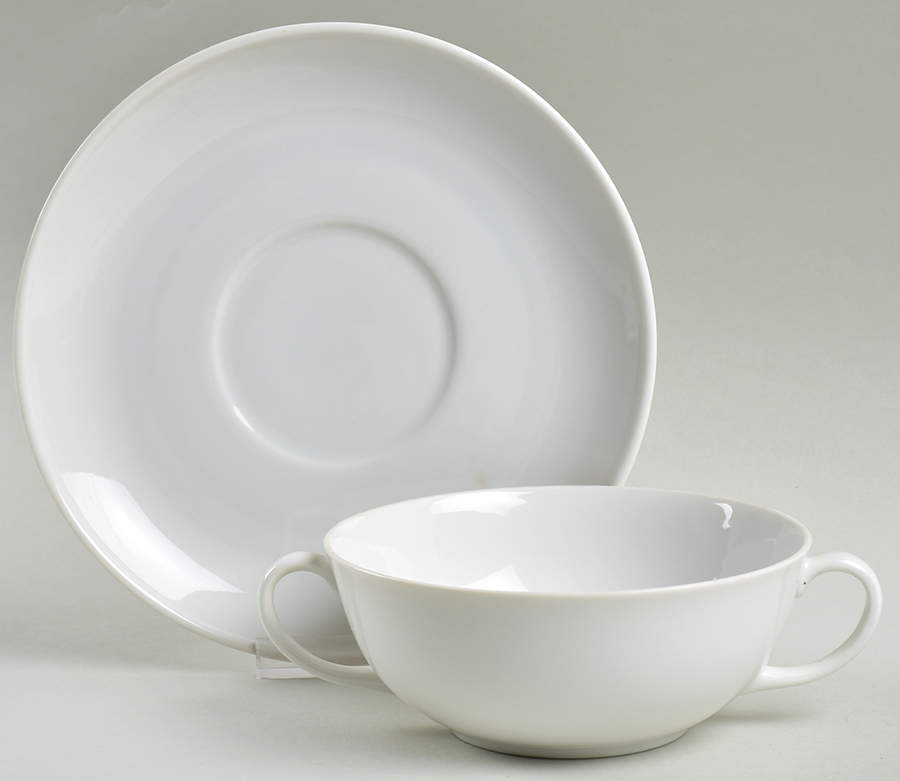 White Flat Cream Soup Bowl & Saucer Set by Holiday-1