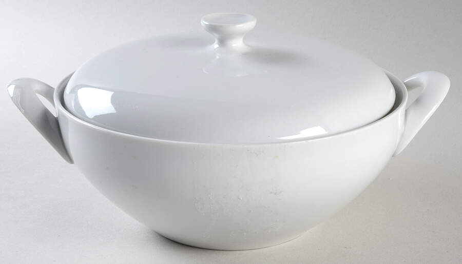 White Round Covered Vegetable by Holiday-1