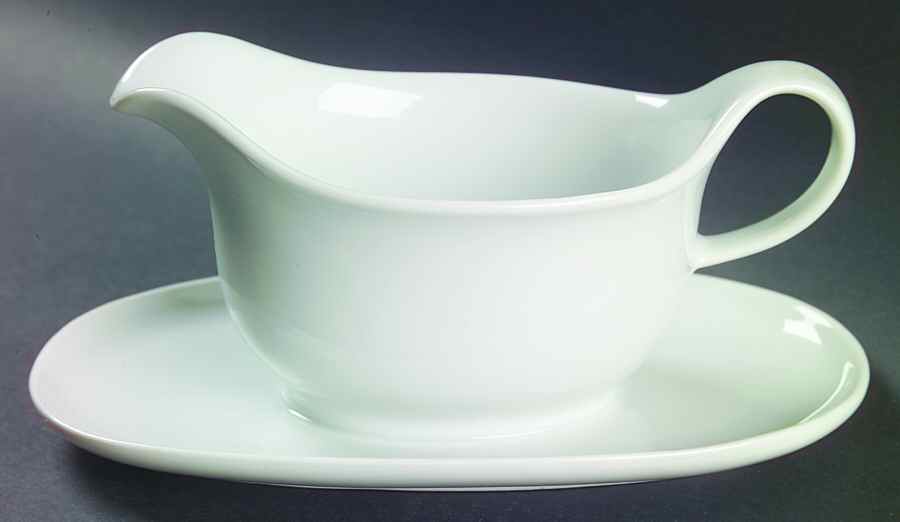 White Gravy Boat with Attached Underplate by Holiday-1