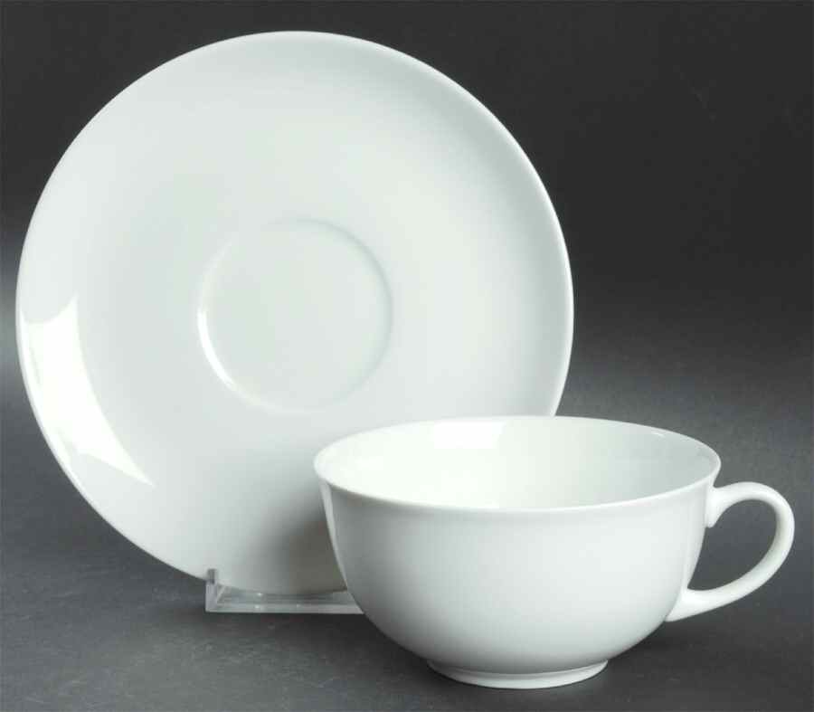 White Oversized Cup & Saucer Set by Holiday-1