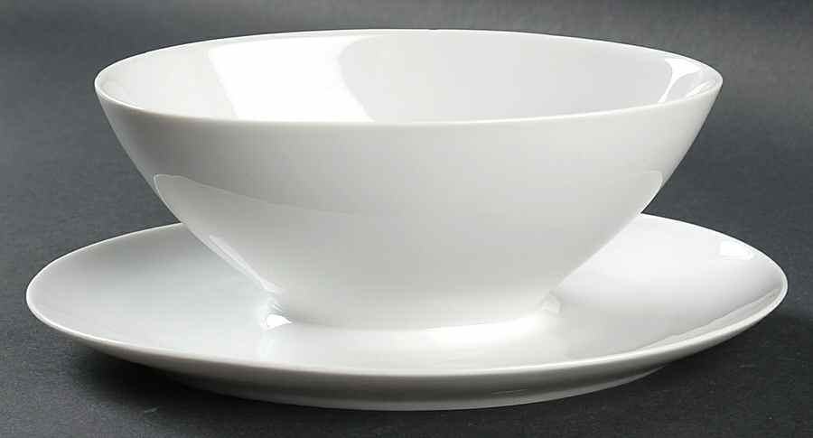 White Gravy Boat with Attached Underplate by Holiday-1