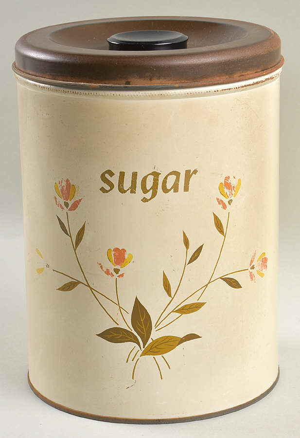 Autumn Leaf Round Tin Sugar Canister with Copper Lid by Hall-1