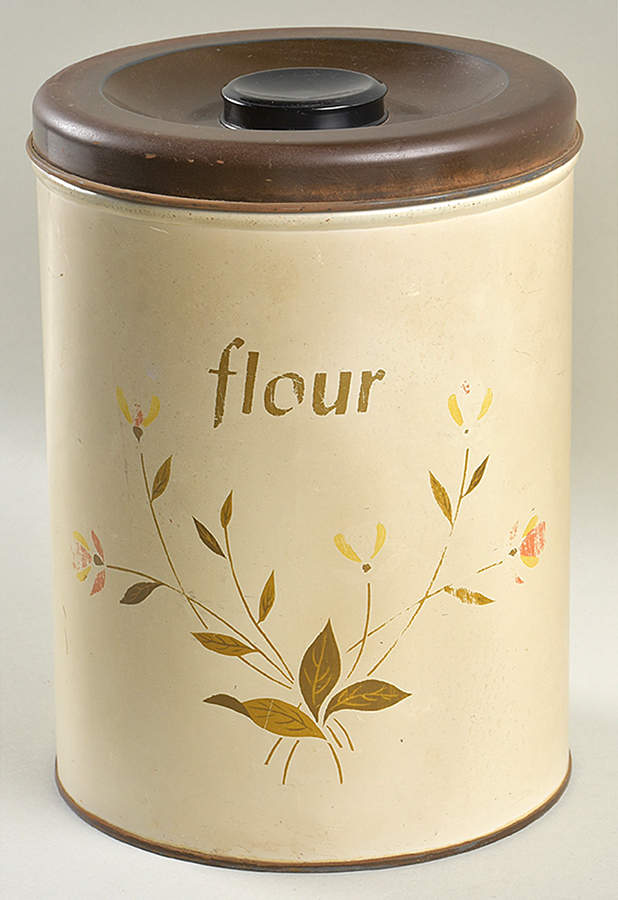 Autumn Leaf Round Tin Flour Canister with Copper Lid by Hall-1