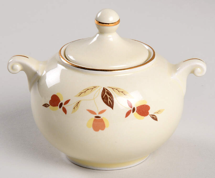 Autumn Leaf Morning Sugar Bowl & Lid by Hall-1