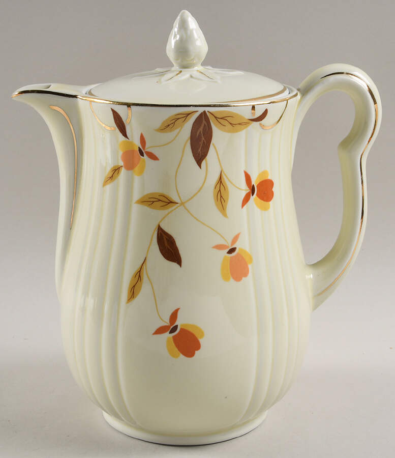 Autumn Leaf 9 Cup Rayed Coffee Pot & Lid by Hall-1
