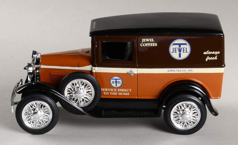 Autumn Leaf 1931 Die Cast Metal Jewel Tea Truck Bank in Box by Hall-1