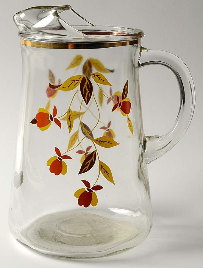 Autumn Leaf Glassware Ice Lip Pitcher by Hall-1