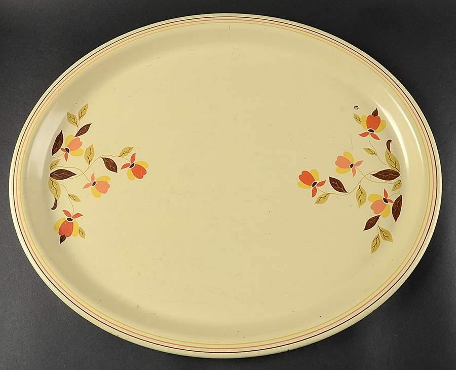 Autumn Leaf Metal Oval Tray by Hall-1