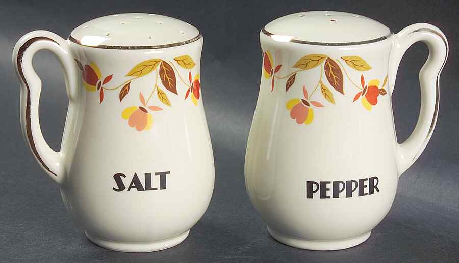 Autumn Leaf Left & Right Hand Handled Range Salt&Pepper Set by Hall-1
