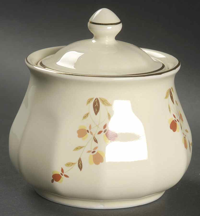 Autumn Leaf Bellevue Sugar Bowl & Lid by Hall-1