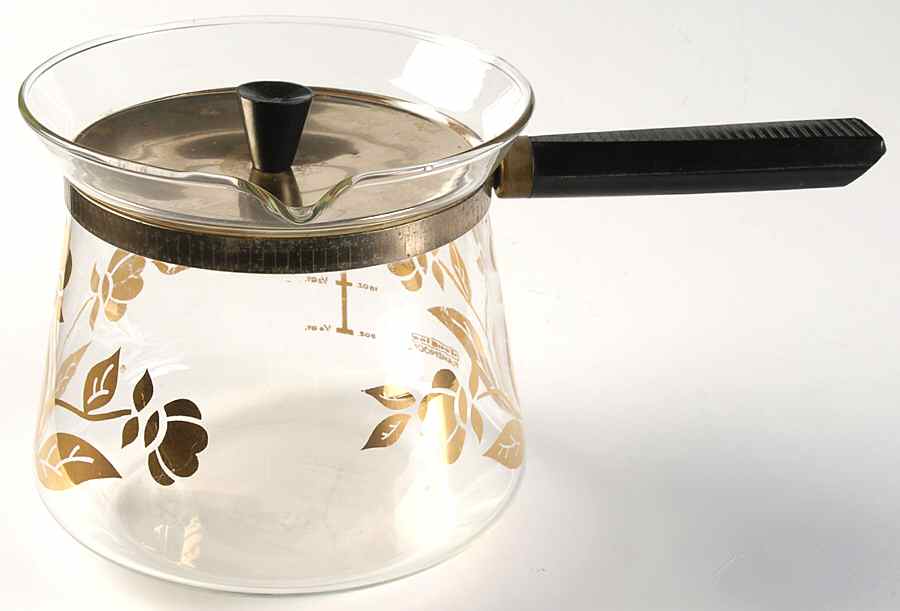 Autumn Leaf Glassware Sauce Server & Metal Lid by Hall-1