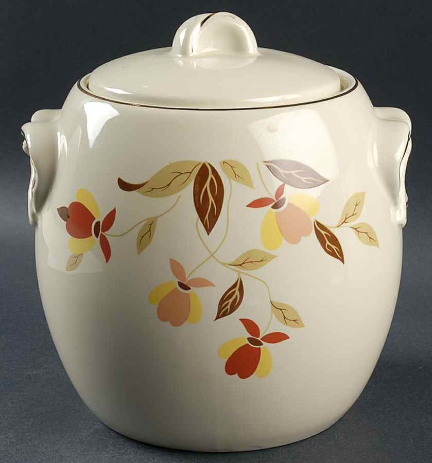 Autumn Leaf Pretzel Jar & Lid by Hall-1