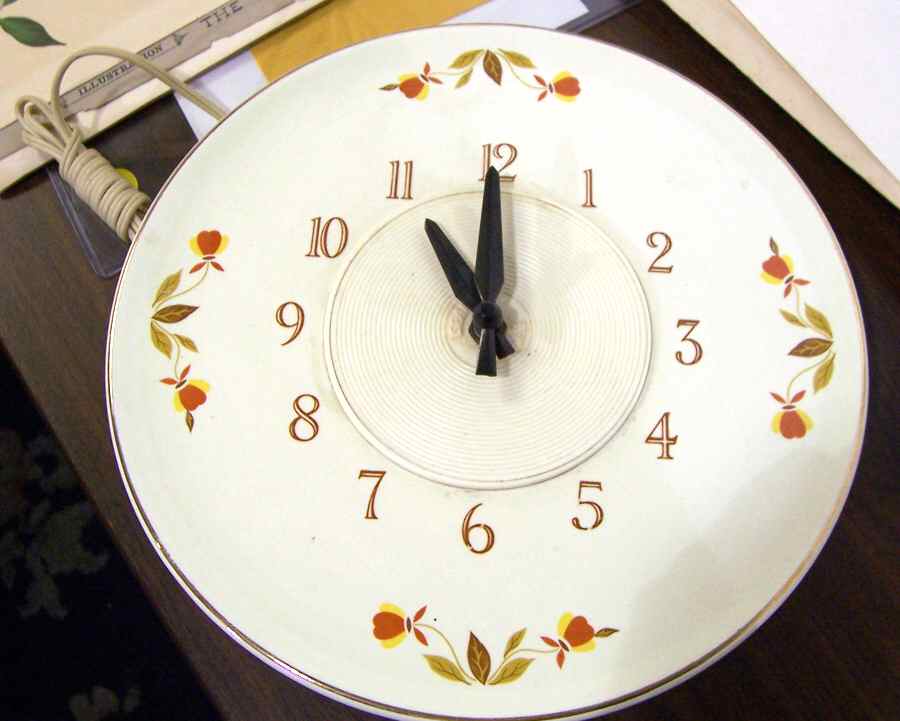 Autumn Leaf Plastic Back  Electric Clock by Hall-1