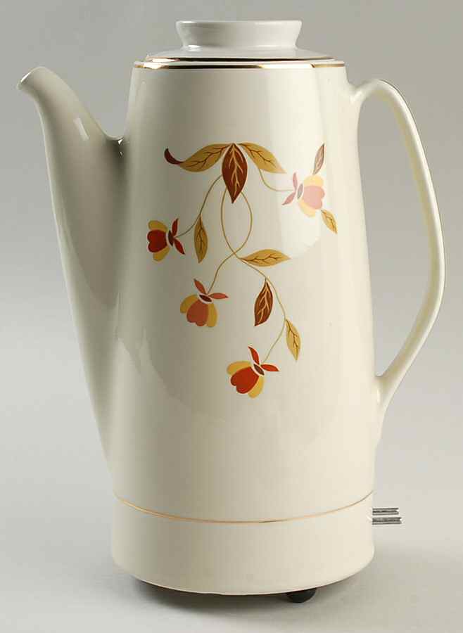 Autumn Leaf Electric Percolator & Lid No Cord No Drip by Hall-1