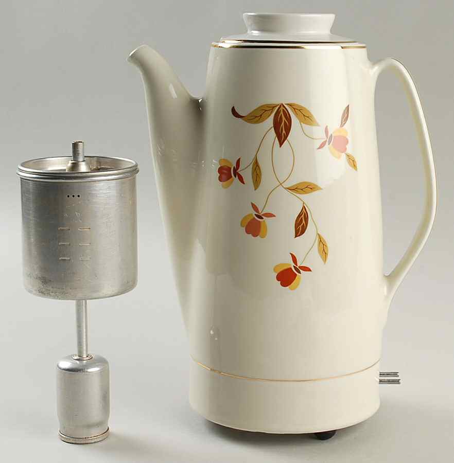 Autumn Leaf Electric Percolator & Lid W/Drip Basket No Cord by Hall-1