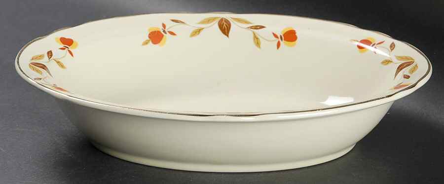 Autumn Leaf 10" Ruffled D Oval Vegetable Bowl by Hall-1