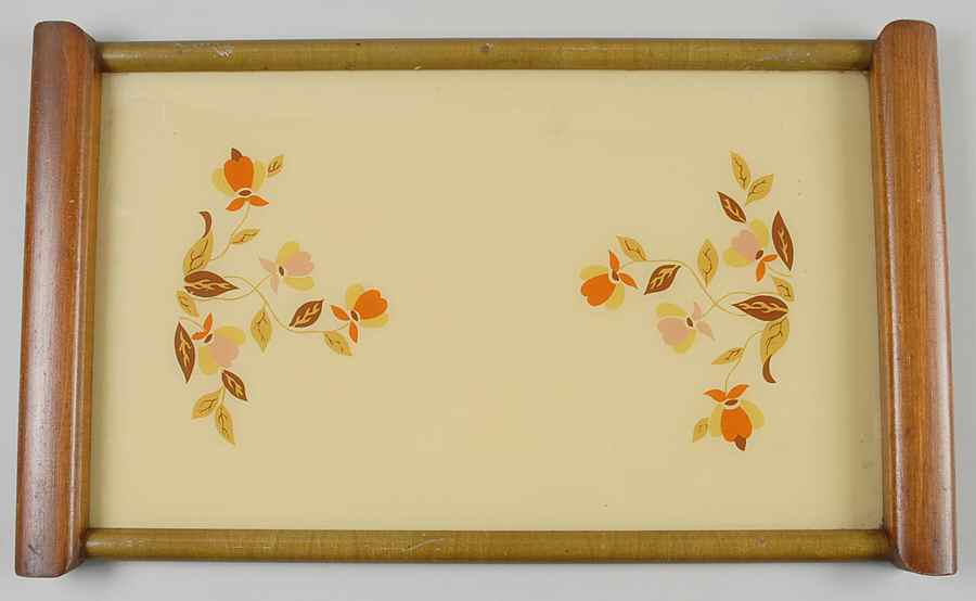 Autumn Leaf Rectangular Wood Tray with Glass Insert by Hall-1